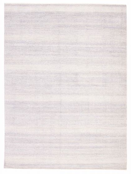 Transitional Ivory Area rug 9x12 Indian Hand-knotted 377228