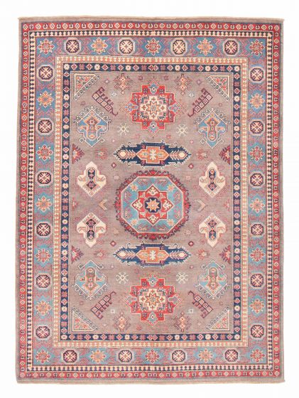 Bordered  Geometric Ivory Area rug 5x8 Afghan Hand-knotted 381853