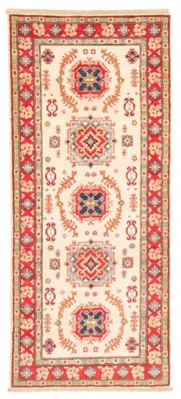 Bordered  Traditional Ivory Runner rug 6-ft-runner Afghan Hand-knotted 359452