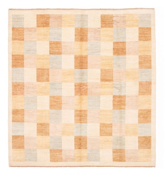 Transitional Ivory Area rug Square Pakistani Hand-knotted 378724