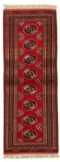 Bordered  Tribal Red Runner rug 6-ft-runner Turkmenistan Hand-knotted 334707