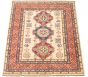 Bordered  Tribal Ivory Area rug 4x6 Afghan Hand-knotted 328755