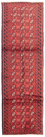 Bordered  Tribal Red Runner rug 9-ft-runner Afghan Hand-knotted 342868