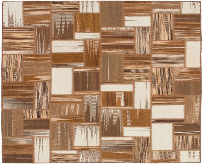 Bohemian  Southwestern Brown Area rug 5x8 Turkish Flat-Weave 288281
