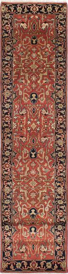 Floral  Traditional Brown Runner rug 16-ft-runner Indian Hand-knotted 223603