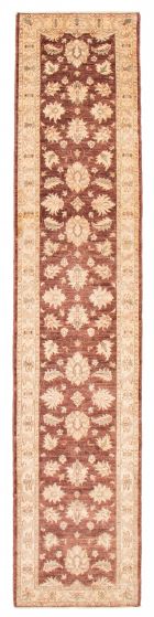 Bordered  Traditional Brown Runner rug 12-ft-runner Afghan Hand-knotted 379353