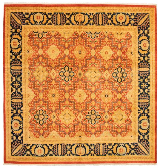 Bordered  Traditional Red Area rug Square Pakistani Hand-knotted 338364