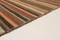 Carved  Stripes Brown Area rug 4x6 Indian Flat-Weave 261014