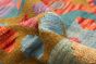 Turkish Bold and Colorful 6'9" x 9'9" Flat-weave Wool Blue Kilim