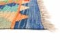 Turkish Bold and Colorful 6'8" x 9'9" Flat-weave Wool Blue Kilim