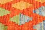Turkish Bold and Colorful 6'7" x 9'10" Flat-weave Wool Orange Kilim