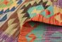 Turkish Bold and Colorful 5'7" x 7'10" Flat-Weave Wool Kilim 