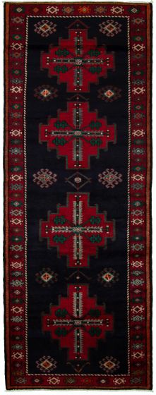Traditional Blue Runner rug 10-ft-runner Persian Hand-knotted 231240