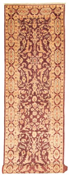 Bordered  Traditional Red Runner rug 19-ft-runner Afghan Hand-knotted 319049