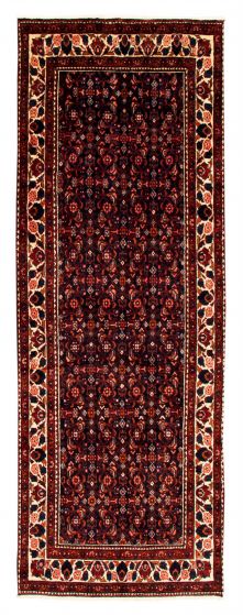Bordered  Traditional Blue Runner rug 10-ft-runner Persian Hand-knotted 352472