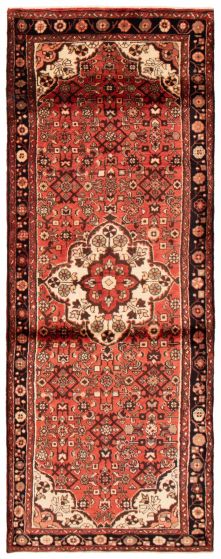 Bordered  Traditional Red Runner rug 11-ft-runner Persian Hand-knotted 365069