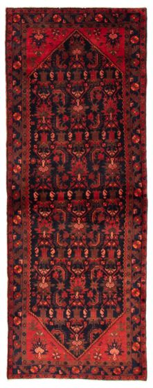 Bordered  Traditional Blue Runner rug 10-ft-runner Persian Hand-knotted 365115