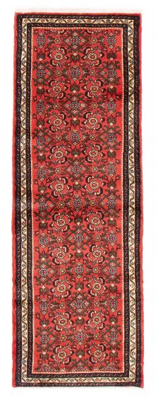 Bordered  Traditional Red Runner rug 6-ft-runner Persian Hand-knotted 385088