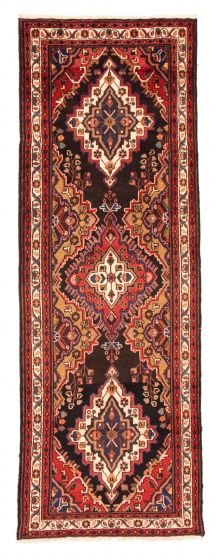 Bordered  Traditional Red Runner rug 10-ft-runner Persian Hand-knotted 352747