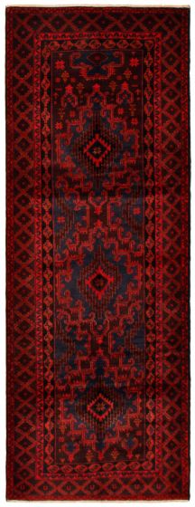 Bordered  Tribal Red Runner rug 10-ft-runner Afghan Hand-knotted 366477