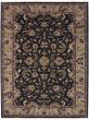 Bordered  Traditional Black Area rug 9x12 Indian Hand-knotted 284607