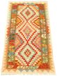 Bordered  Geometric Ivory Area rug 3x5 Turkish Flat-weave 329992
