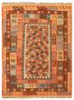 Bordered  Tribal Brown Area rug 4x6 Turkish Flat-weave 346283
