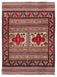 Bordered  Tribal Ivory Area rug 3x5 Afghan Hand-knotted 356047