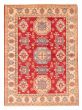 Bordered  Traditional Red Area rug 5x8 Afghan Hand-knotted 377988