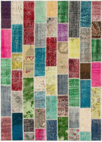 Casual  Transitional Multi Area rug 5x8 Turkish Hand-knotted 291590