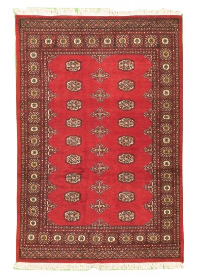 Bordered  Tribal Red Area rug 3x5 Pakistani Hand-knotted 326158