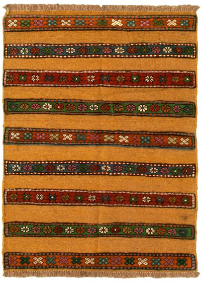Carved  Tribal Brown Area rug 3x5 Turkish Hand-knotted 333118