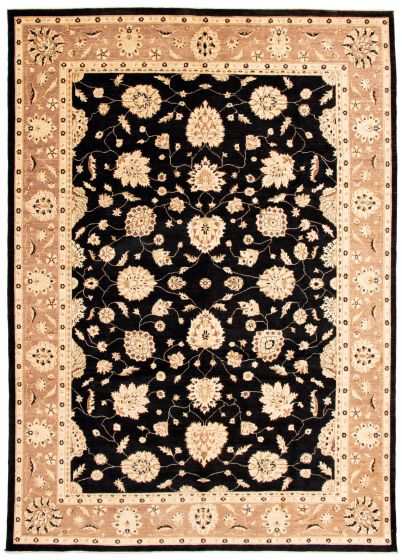 Bordered  Traditional Black Area rug 10x14 Afghan Hand-knotted 337292