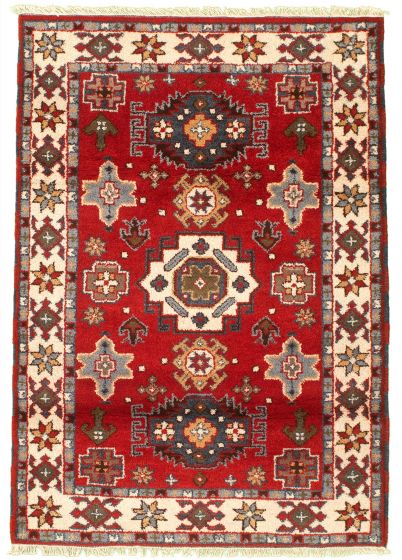 Bordered  Traditional Red Area rug 3x5 Indian Hand-knotted 346403