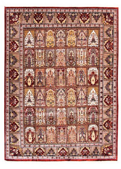 Bordered  Traditional Red Area rug 8x10 Indian Hand-knotted 348586