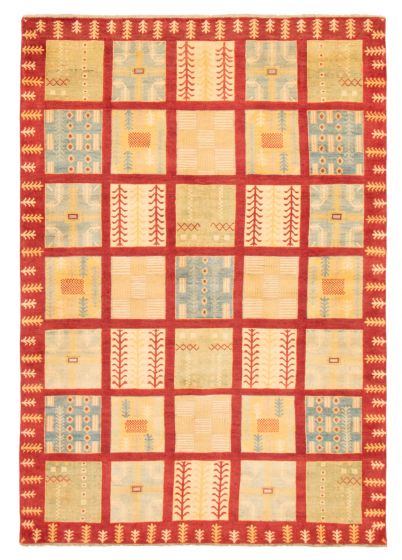 Bordered  Traditional Red Area rug 5x8 Afghan Hand-knotted 363809