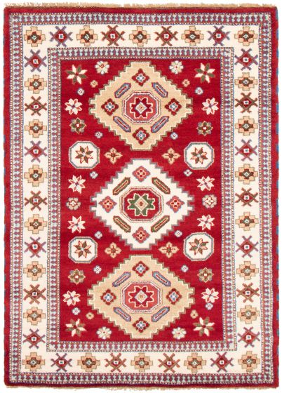 Bordered  Traditional Red Area rug 5x8 Indian Hand-knotted 364349