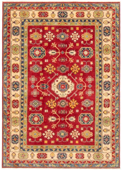 Bordered  Traditional Red Area rug 5x8 Afghan Hand-knotted 364377