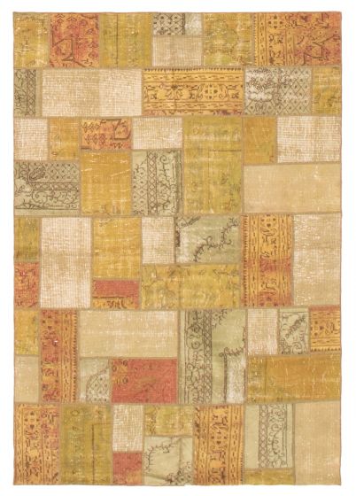 Transitional Green Area rug 5x8 Turkish Hand-knotted 369304