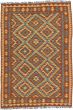 Traditional Orange Area rug 4x6 Turkish Flat-weave 198582
