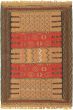 Bordered  Tribal Brown Area rug 3x5 Turkish Flat-Weave 321582