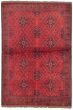 Bordered  Tribal Red Area rug 3x5 Afghan Hand-knotted 328859