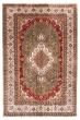 Bordered  Traditional Green Area rug Unique Indian Hand-knotted 348872