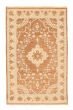 Bordered  Traditional Brown Area rug 5x8 Indian Hand-knotted 349270