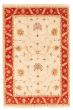Bordered  Traditional Ivory Area rug 3x5 Indian Hand-knotted 349429