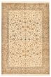Bordered  Traditional Ivory Area rug 6x9 Indian Hand-knotted 357523