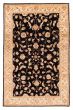 Bordered  Traditional Black Area rug 6x9 Afghan Hand-knotted 378965