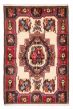 Bordered  Traditional Ivory Area rug 3x5 Persian Hand-knotted 382489