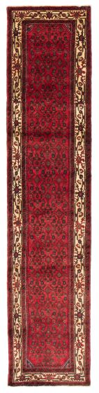 Bordered  Traditional Red Runner rug 12-ft-runner Persian Hand-knotted 371868