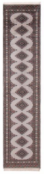 Bordered  Traditional Grey Runner rug 12-ft-runner Pakistani Hand-knotted 390224